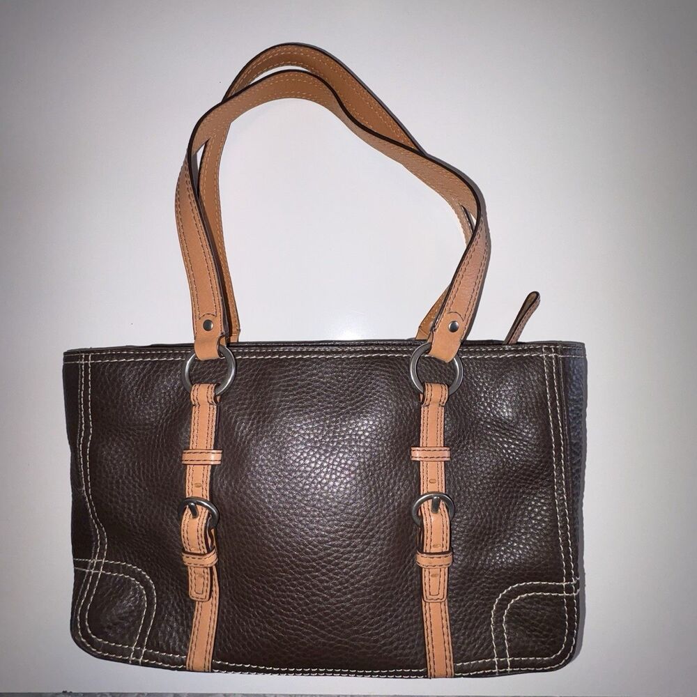 Coach Chelsea Bag Brown Pebbled Leather #F12339 Satchel Purse Tan Straps - Picture 2 of 12